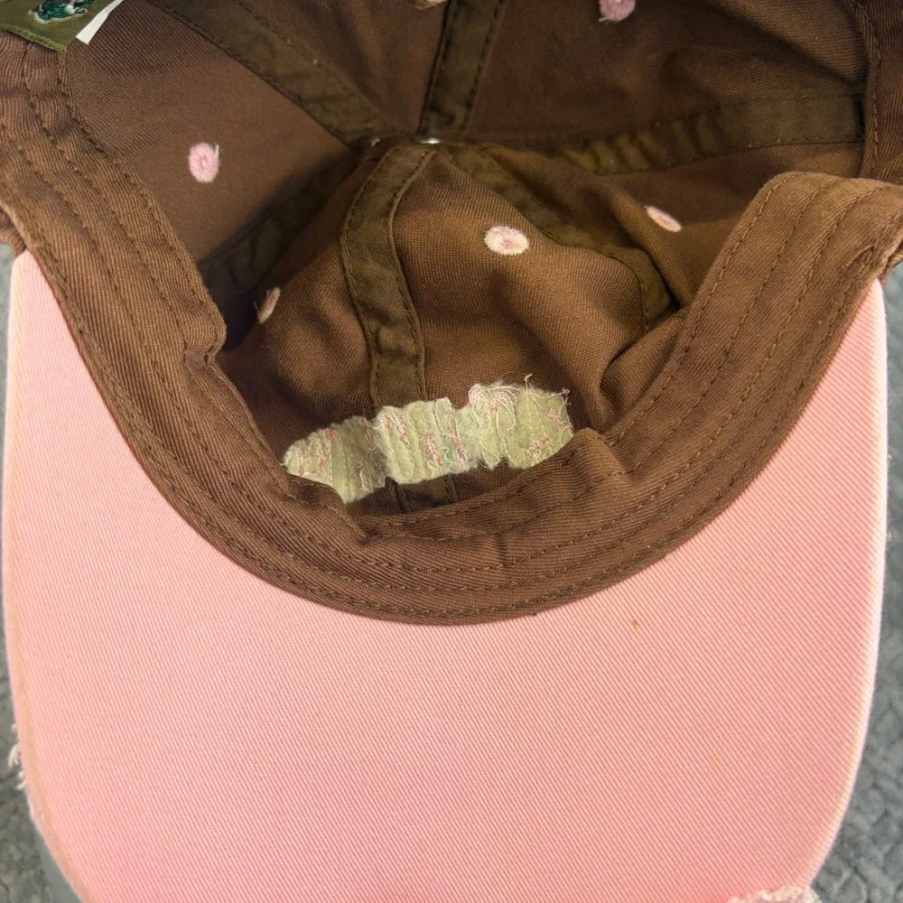 Bass Pro Shops Brown Pink Distressed Embroidered Logo Adjustable Hat Cap